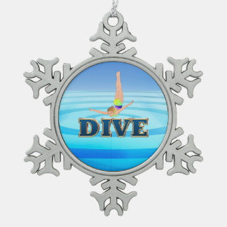 TOP Dive Snowflake Pewter Christmas Ornament