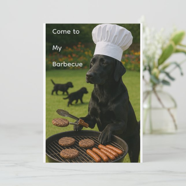 Top Dog on the Grill Backyard Barbecue  Invitation (Standing Front)