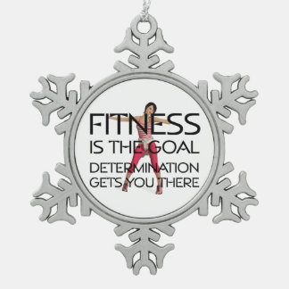 TOP Fitness Goal Snowflake Pewter Christmas Ornament