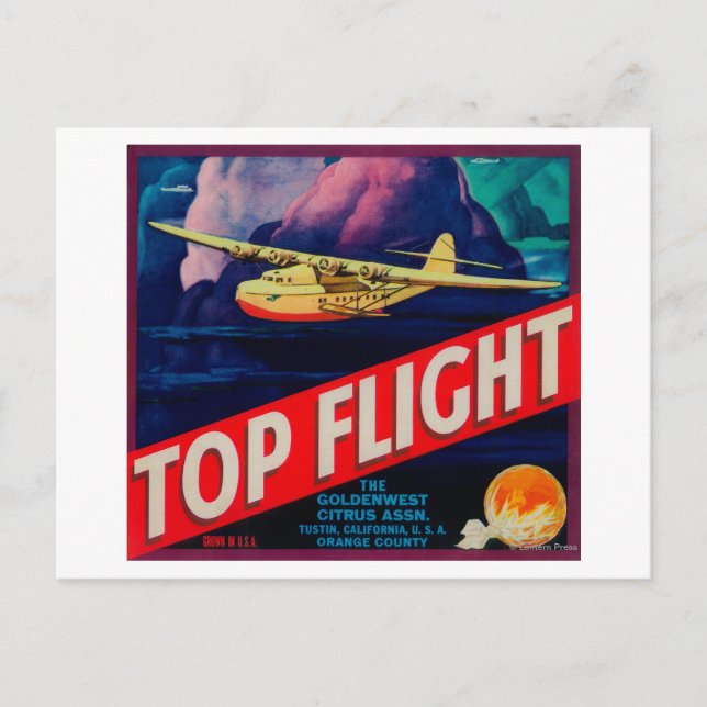 Top Flight Orange LabelTustin, CA Postcard (Front)