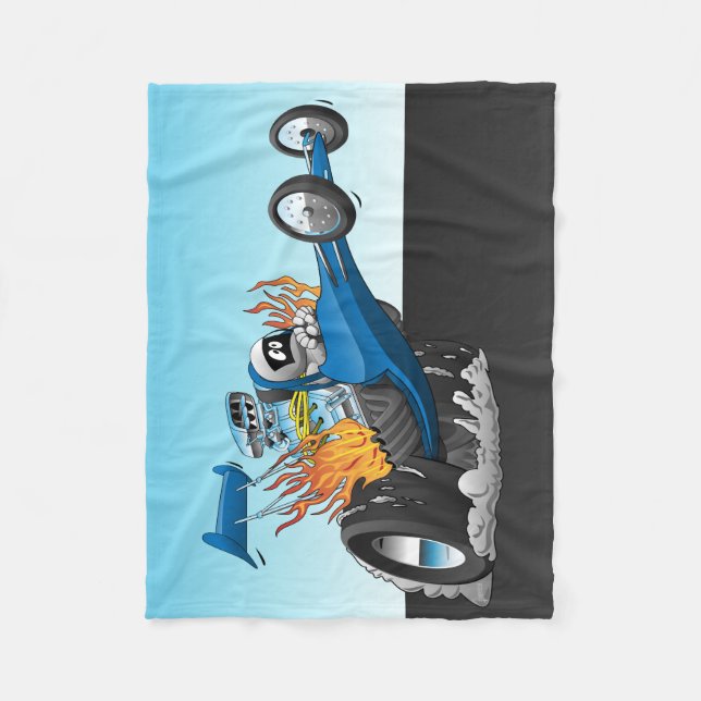 Top Fuel Dragster Cartoon Fleece Blanket (Front)