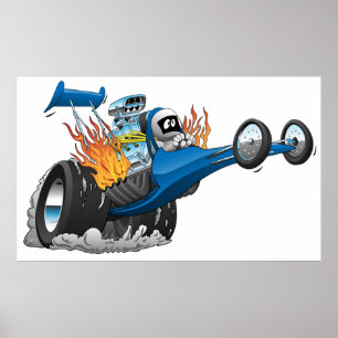 Top Fuel Dragster Cartoon Poster