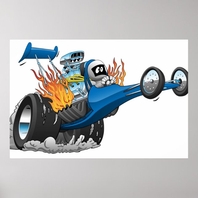 Top Fuel Dragster Cartoon Poster (Front)