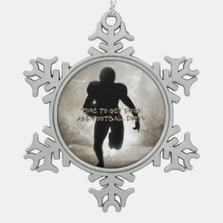 TOP Get Football Dirty Snowflake Pewter Christmas Ornament