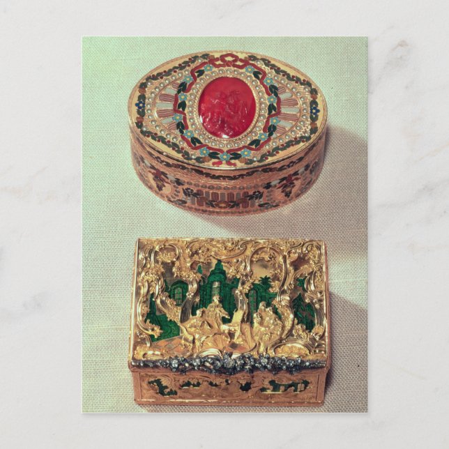 Top: Gold snuffbox inlaid with various stones Postcard (Front)