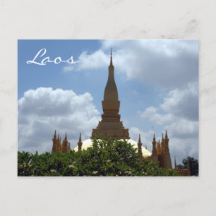 top golden stupa laos postcard