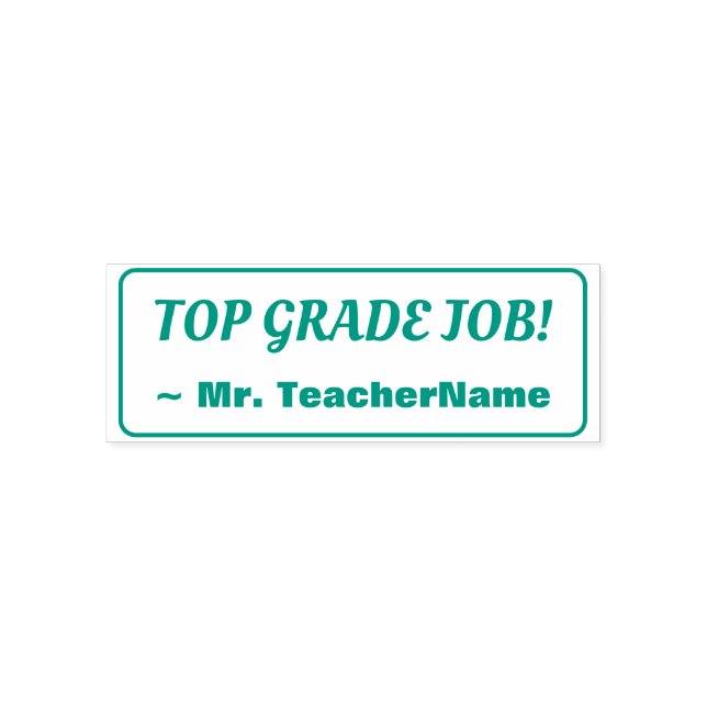 "TOP GRADE JOB!" + Custom Educator Name Self-inking Stamp (Design)