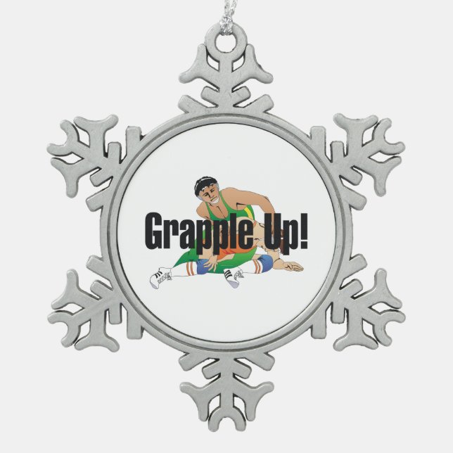 TOP Grapple Up Snowflake Pewter Christmas Ornament (Front)