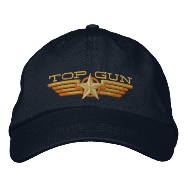 Top Gun Badge Pilot Wings Embroidered Hat (Front)