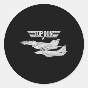 Top Gun White Planes Classic Round Sticker