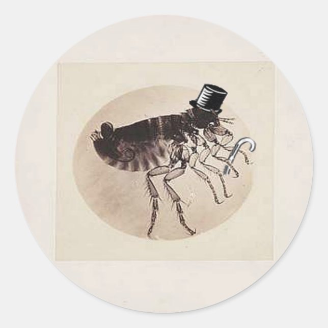 Top Hat and Cane Flea Classic Round Sticker (Front)