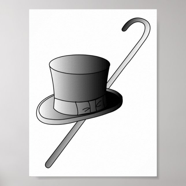 Top Hat and Cane Poster (Front)