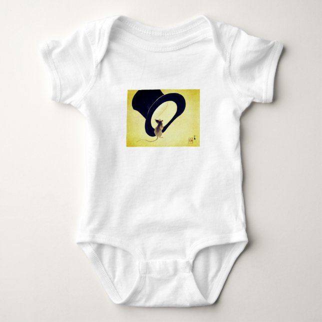 Top HAT AND MOUSE WITH BABY BODYSUIT CUSTOM NAME (Front)