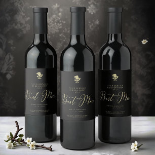 Top Hat Best Man Chic Wedding Minimalist Proposal Wine Label