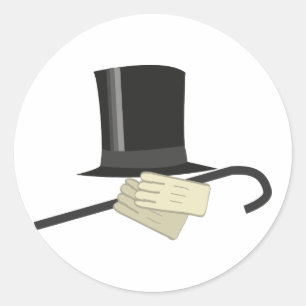 Top Hat Cane Classic Round Sticker