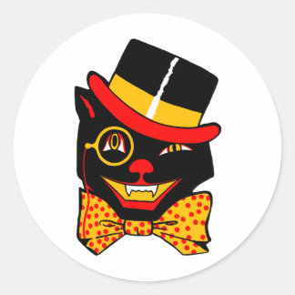 Top Hat Cat Classic Round Sticker