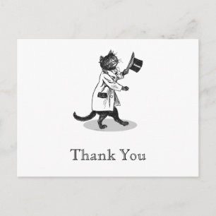 Top Hat Cat Custom Thank You Postcard