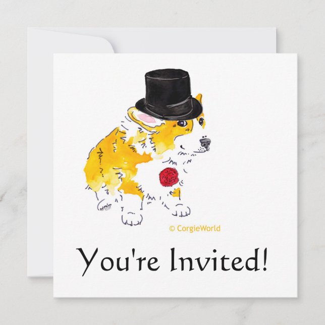 Top Hat Corgi Invitations (Front)