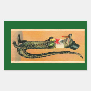 Top Hat Gator Rectangular Sticker