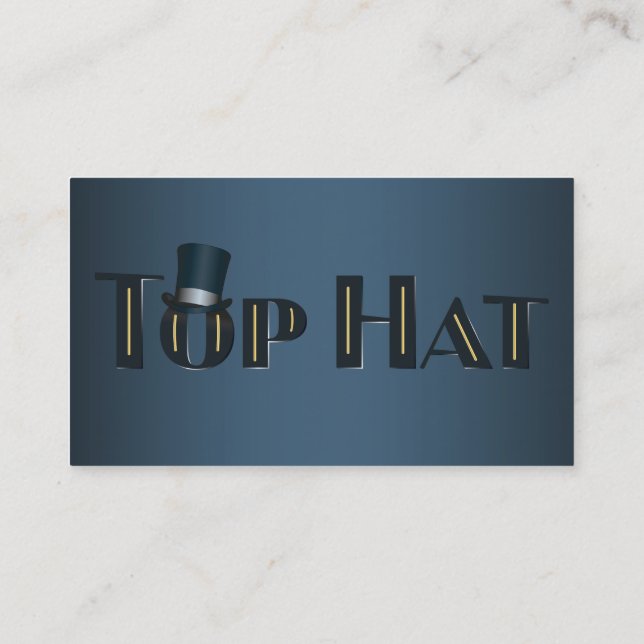 Top Hat Indigo Decorative Text Business Card (Back)