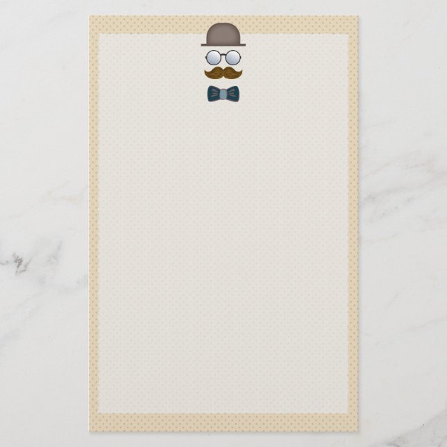 Top Hat, Moustache, Glasses and Bow Tie Stationery (Front)