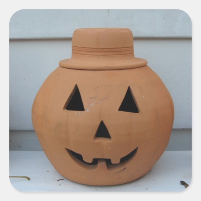 Top Hat Pumpkin Square Sticker (Front)