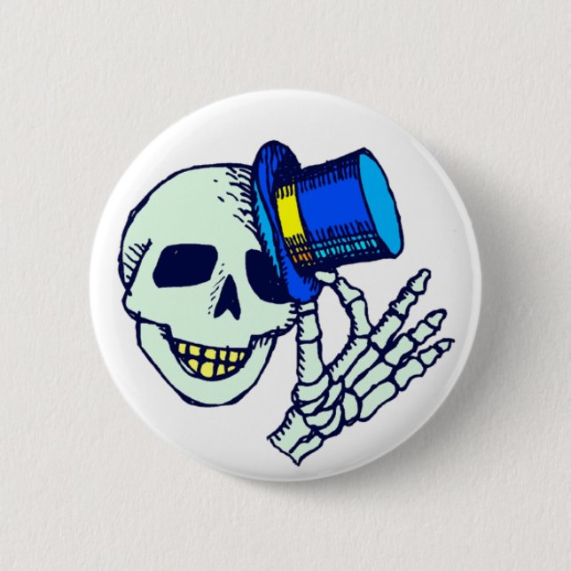 Top Hat Skeleton Button (Front)
