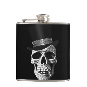 Top hat skull hip flask