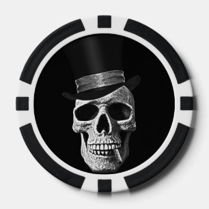 Top hat skull poker chips