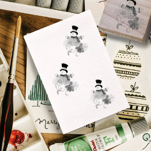 Top Hat Snowman Rubber Stamp