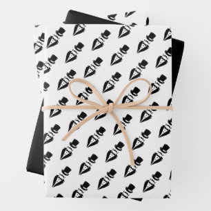 Top Hat Tuxedo Moustache Wedding Wrapping Paper Sheet