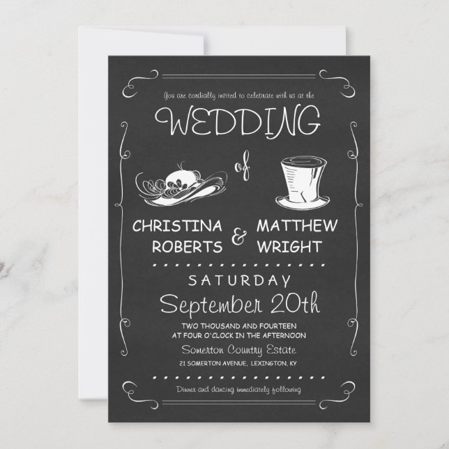 Top Hat Wedding Invitations Template (Front)
