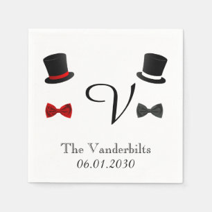 Top Hats and Bow Ties Gay Monogram Wedding Napkin