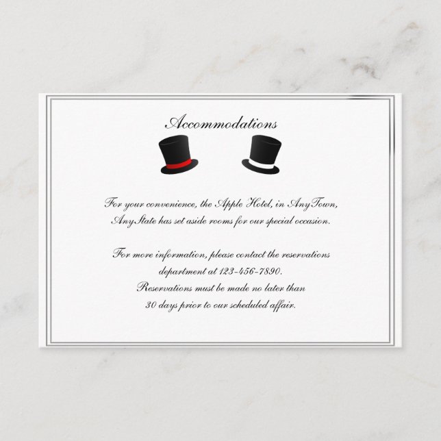 Top Hats and Bow Ties Gay Wedding Insert (Front)