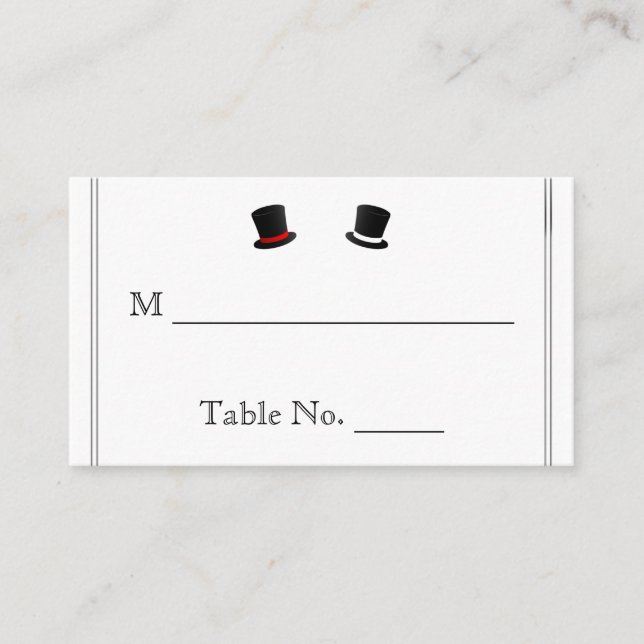 Top Hats and Bow Ties Gay Wedding Place Cards (Front)