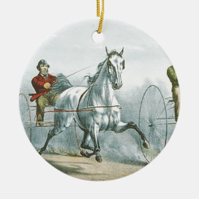 TOP Horse Poetry Ceramic Tree Decoration (Front)