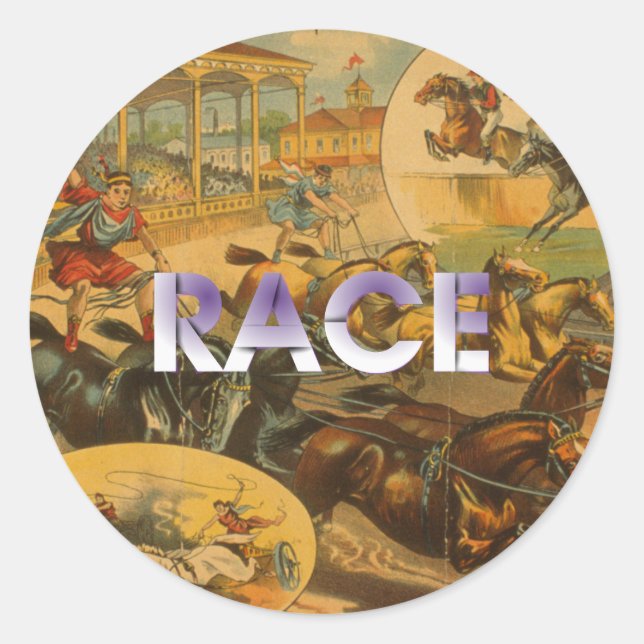 TOP Horse Race Classic Round Sticker (Front)