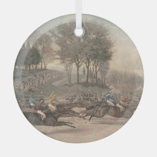 TOP Horse Racing Fan Glass Ornament