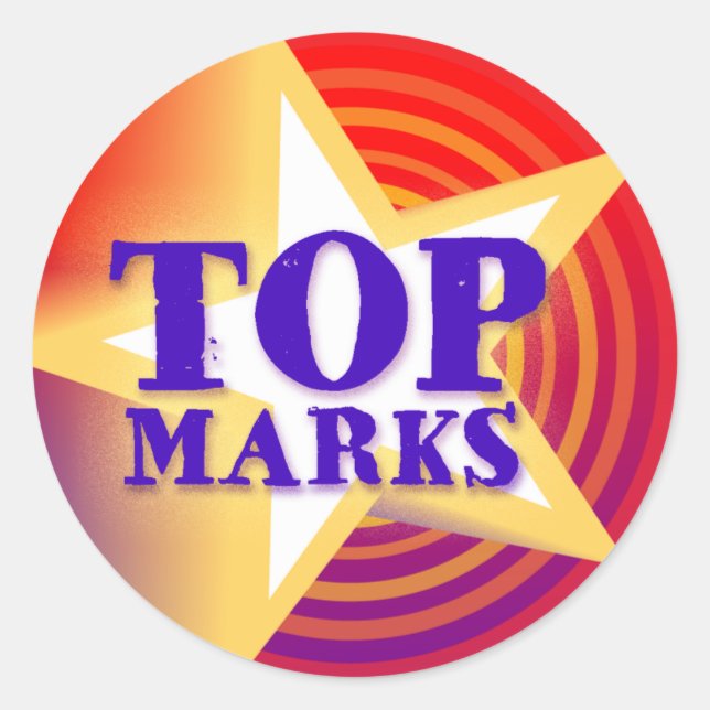 Top marks star sticker praise red/mauve (Front)