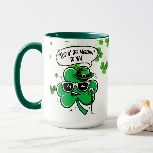 Top O' The Mornin' Shamrock Mug (With Donut)