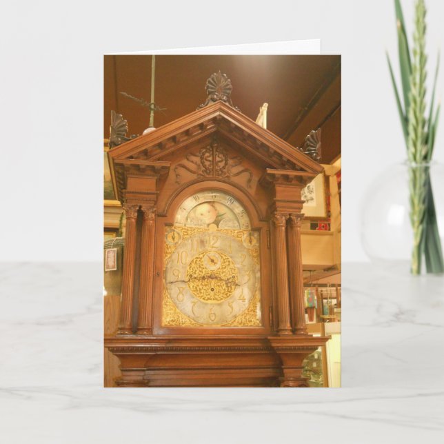 "Top of Grandfather Clock" Birthday Card (Front)