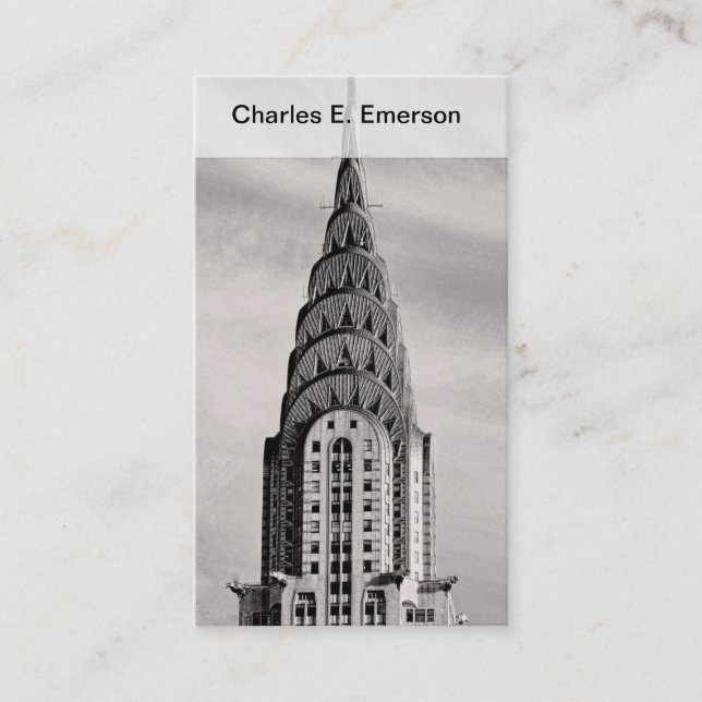 Top of the Chrysler Building NYC - B&W Business Card (Front)