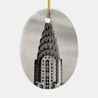 Top of the Chrysler Building NYC - B&W Ceramic Tree Decoration