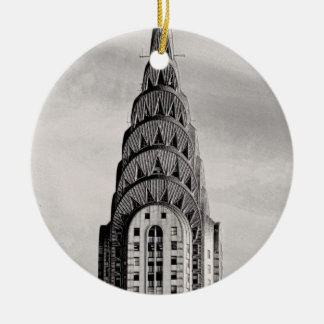 Top of the Chrysler Building NYC - B&W Ceramic Tree Decoration