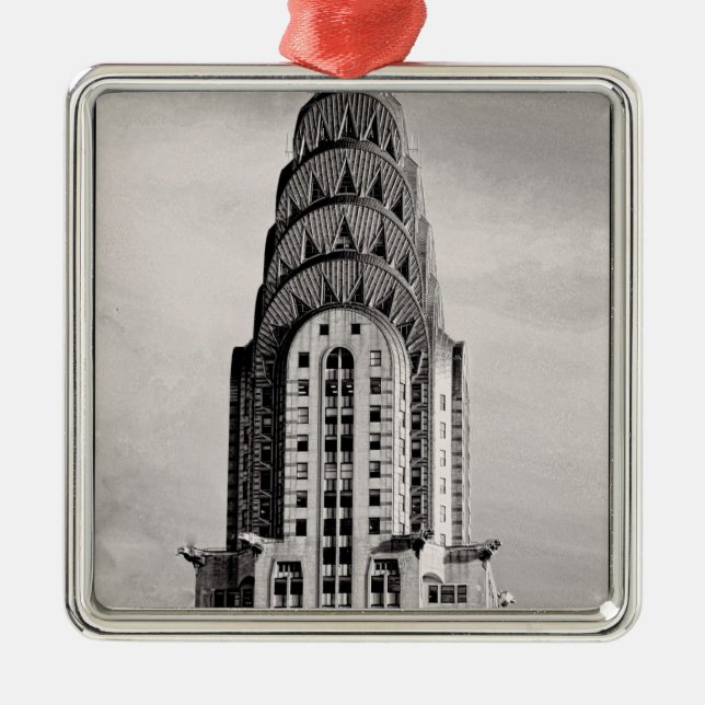 Top of the Chrysler Building NYC - B&W Metal Tree Decoration (Front)