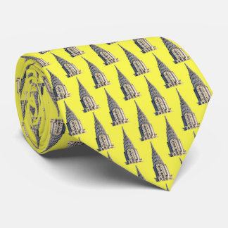 Top of the Chrysler Building NYC - B&W - yellow BG Tie