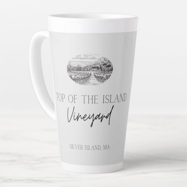 Top of the Island Winery latte grey mug (Left Angle)