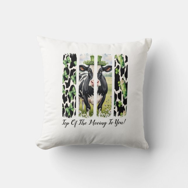Top Of The Mooing To You Throw Pillow (Front)