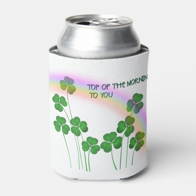 Top of the Morning St Patrick's Day Shamrock Can Cooler (Can Front)
