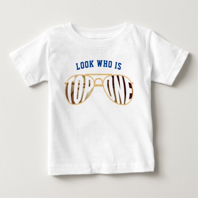 Top One Aviator Glasses First Birthday Shirt (Front)